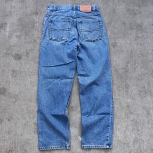 Anchor Blue Wide Leg Baggy Jeans Mens 30x30 Vintage 90s Medium Wash Denim Skater